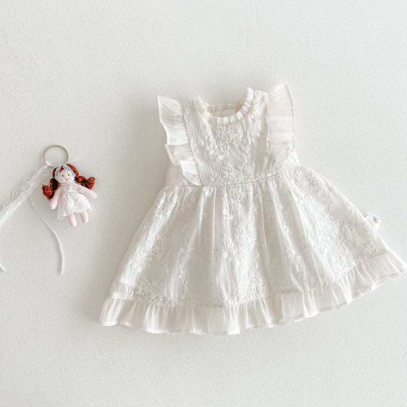【BABY&KID】夏新作 無地レース刺繍ワンピースSK070510