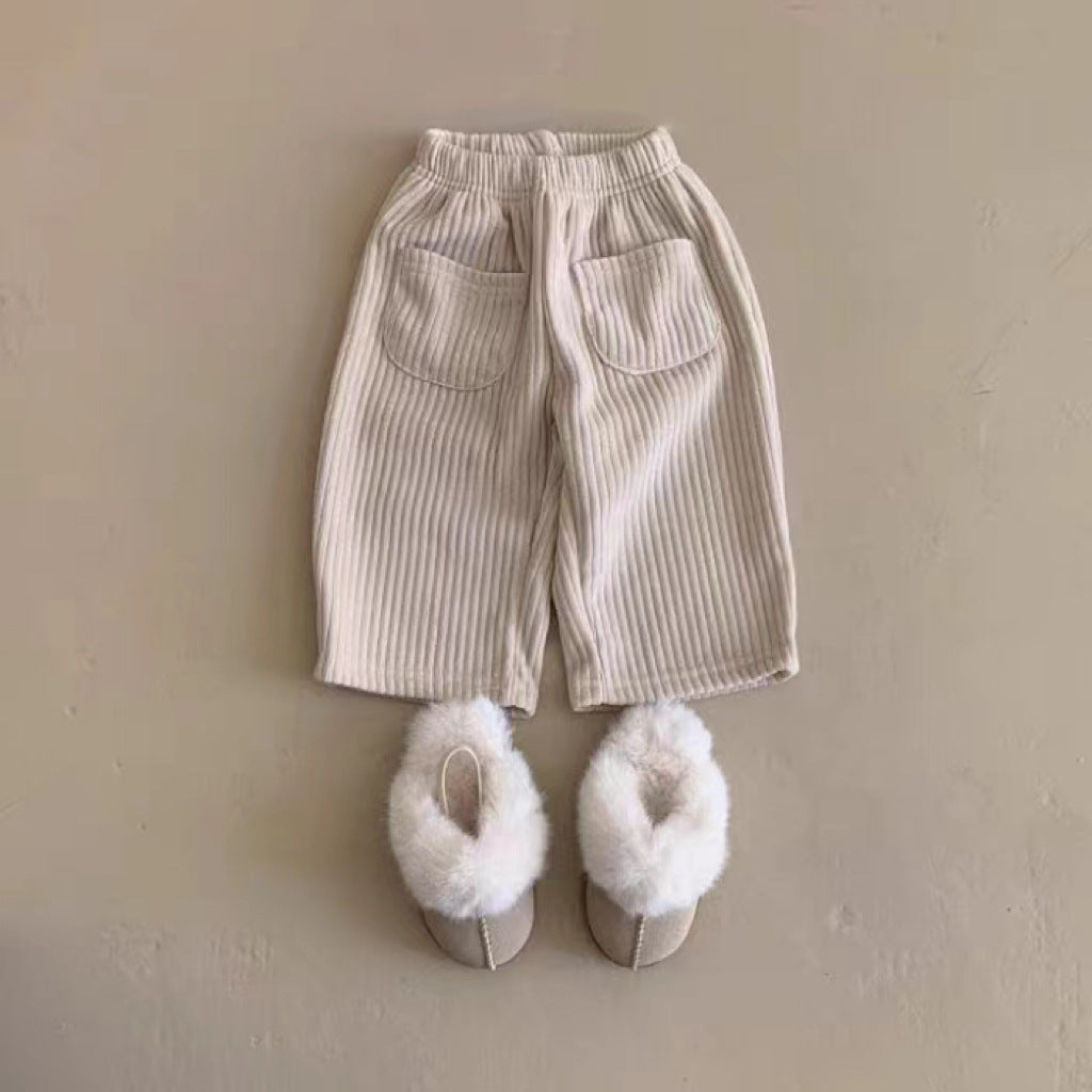 【BABY】無地リブ接ぎ付きロングパンツSK022106