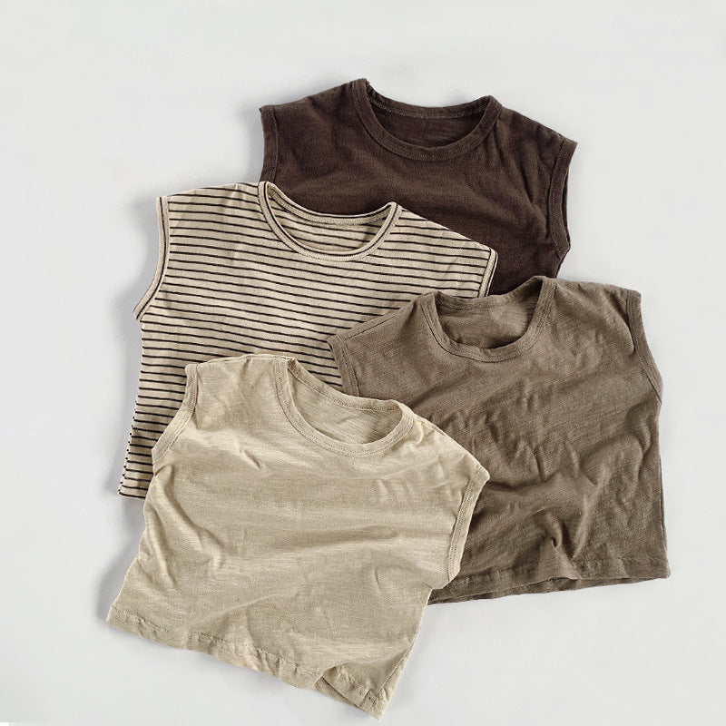 【BABY&KID】夏新作 ノースリーブボーダーTシャツSK080812