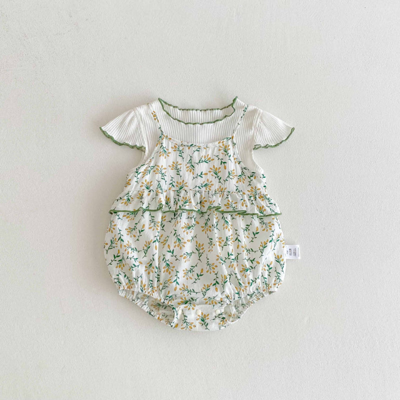【BABY】夏新作 花柄キャミソールロンパース&TシャツSK081506