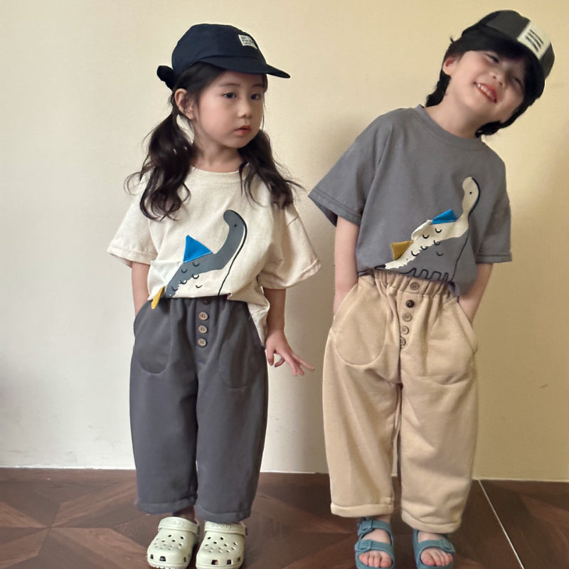 【BABY&KID】夏新作 カラーバリ恐竜半袖トップスSK063031
