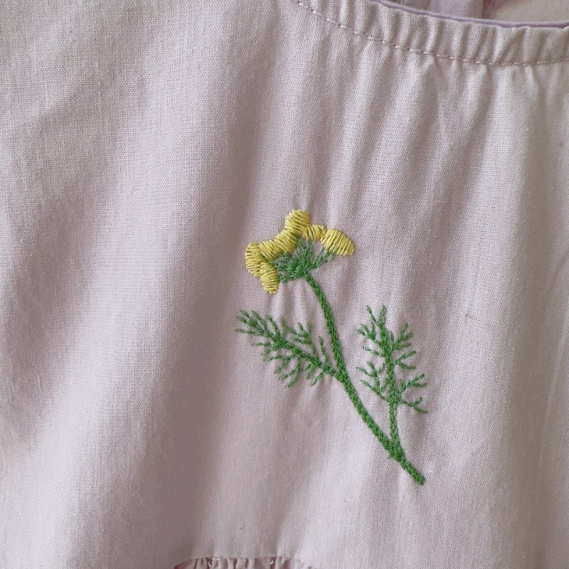 【BABY】夏新作 フラワー刺繍パフスリーブロンパースSK082312