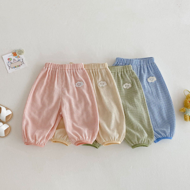 【BABY&KID】夏新作 スマイリーフェイスチェック柄カジュアルパンツSK070604