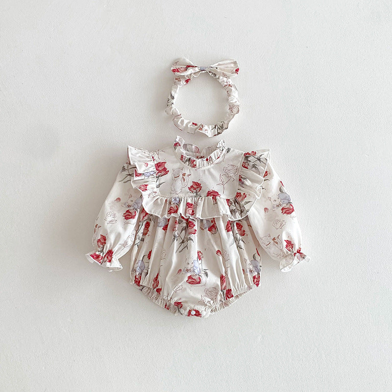 【姉妹服】ローズ柄ロンパース、ワンピースSK101140