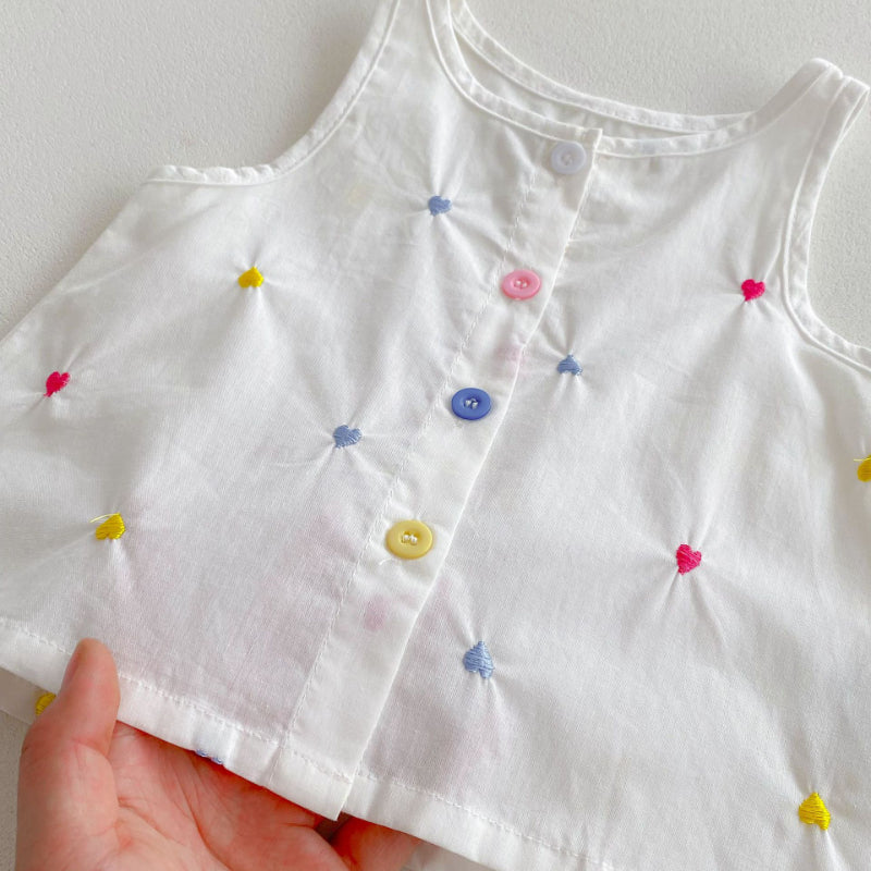 【BABY】夏新作 カラフルハート刺繍セットアップSK092214