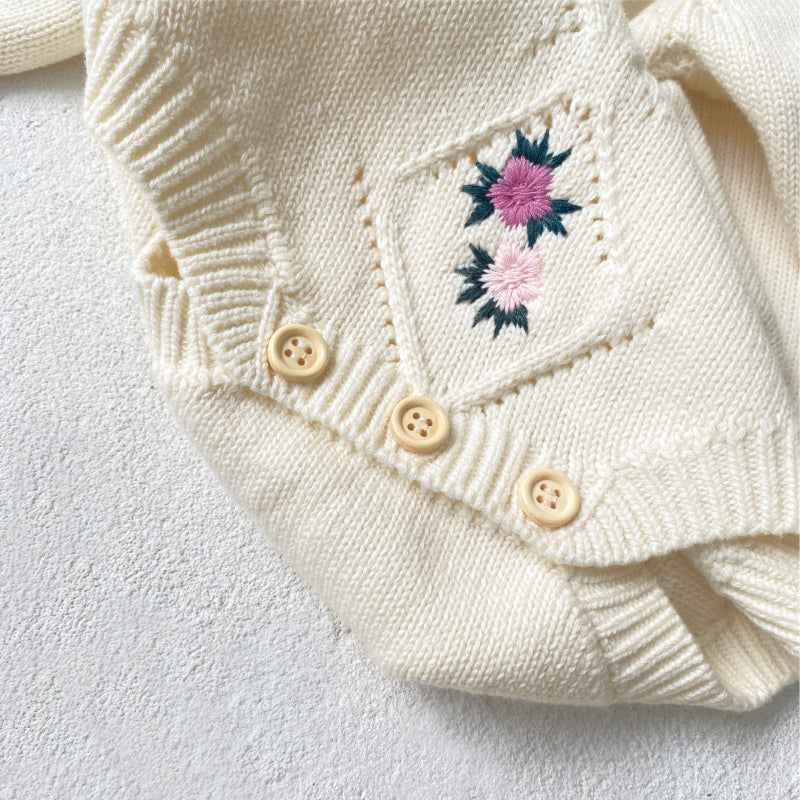 【BABY】花柄刺繍ロンパース&帽子SK101528