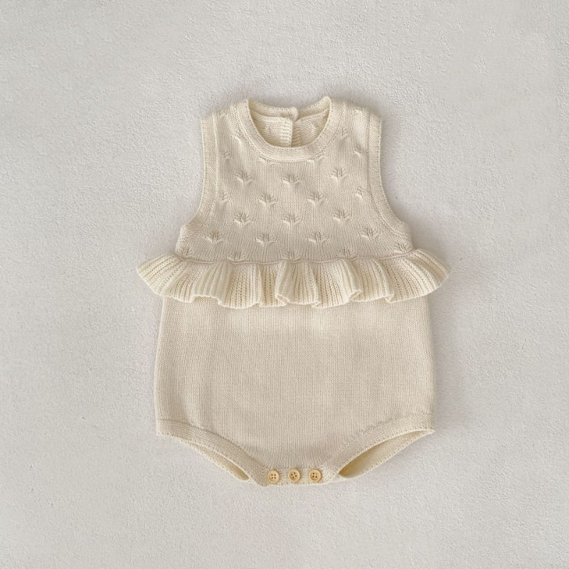 【BABY】フリル裾ニットロンパースSK100701