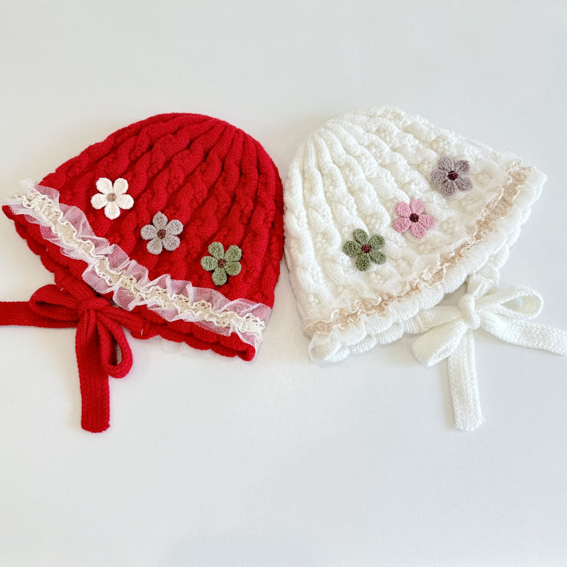 【HAT】三つ花レースベビーボンネットSK101611