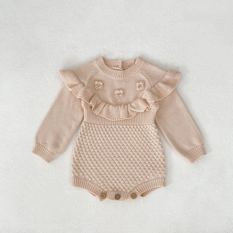 【BABY】花柄パイナップル柄ニットロンパースSK093004