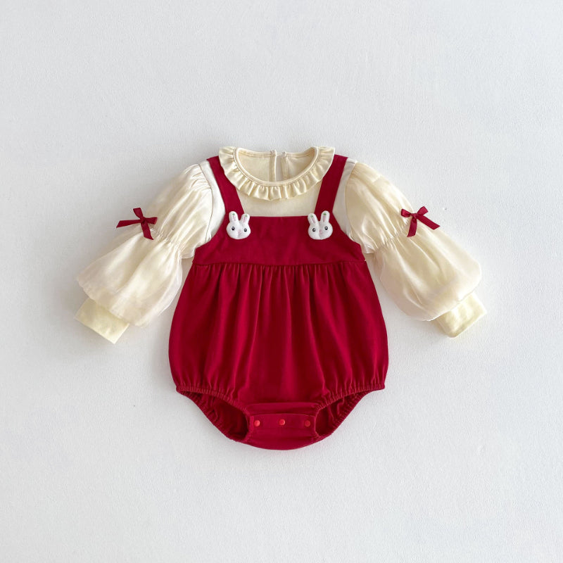 【BABY】小兔パフスリーブロンパースSK092808