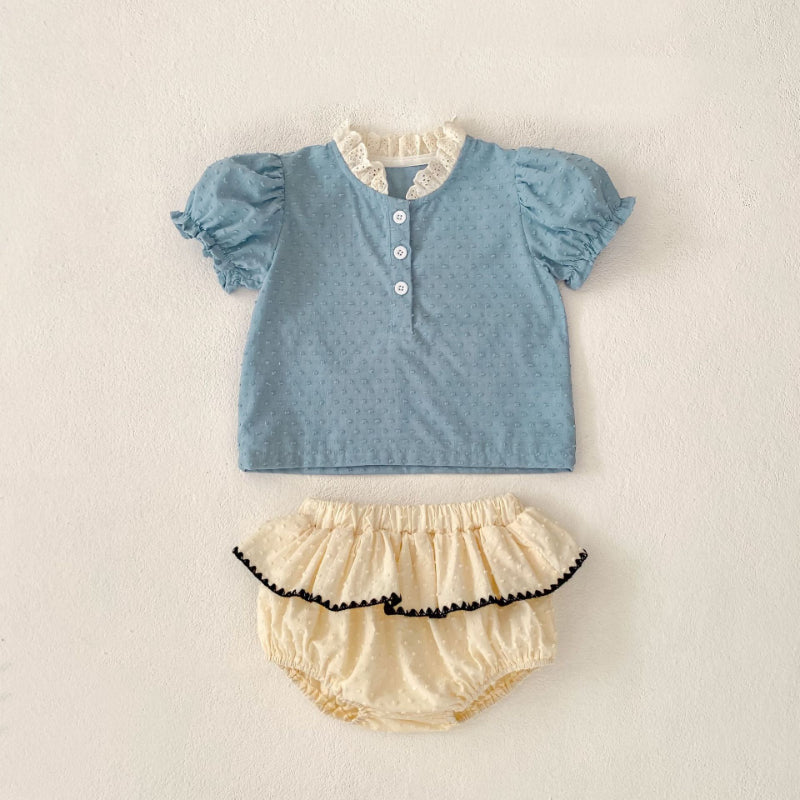 【BABY】夏新作 パフスリーブTシャツ&ショートパンツSK090319