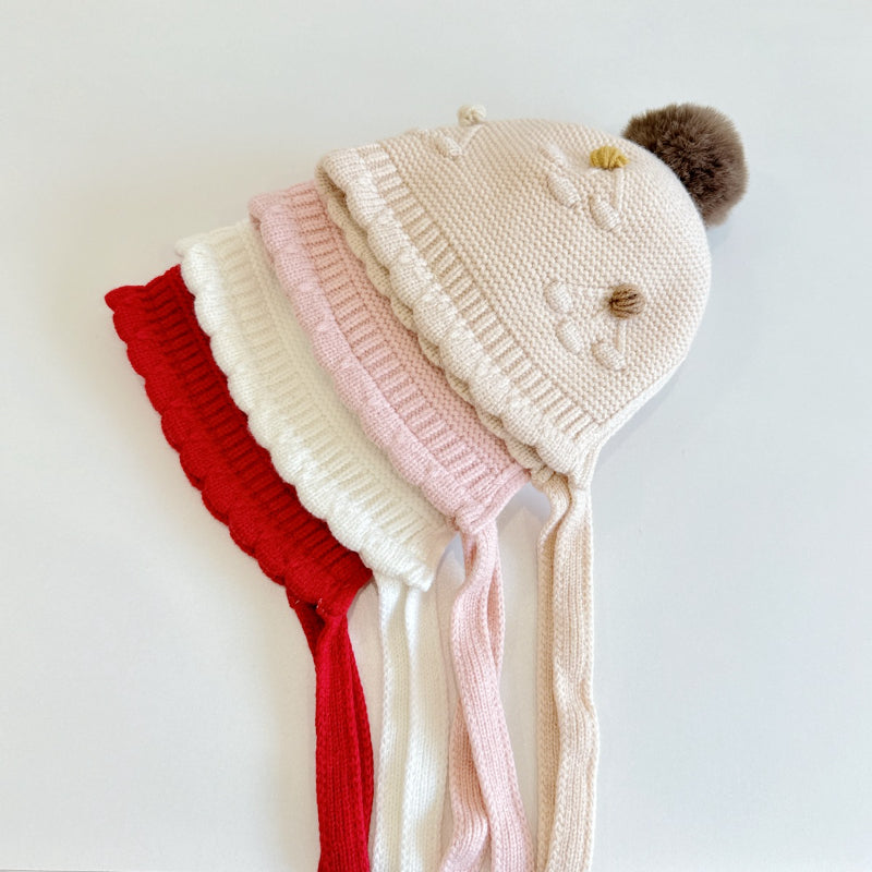 【HAT】波型ポンポンニット帽子SK101607