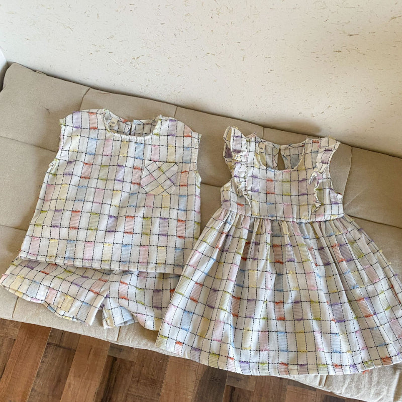 【BABY&KID】夏新作 チェック肩フリルワンピース、セットアップSK063017