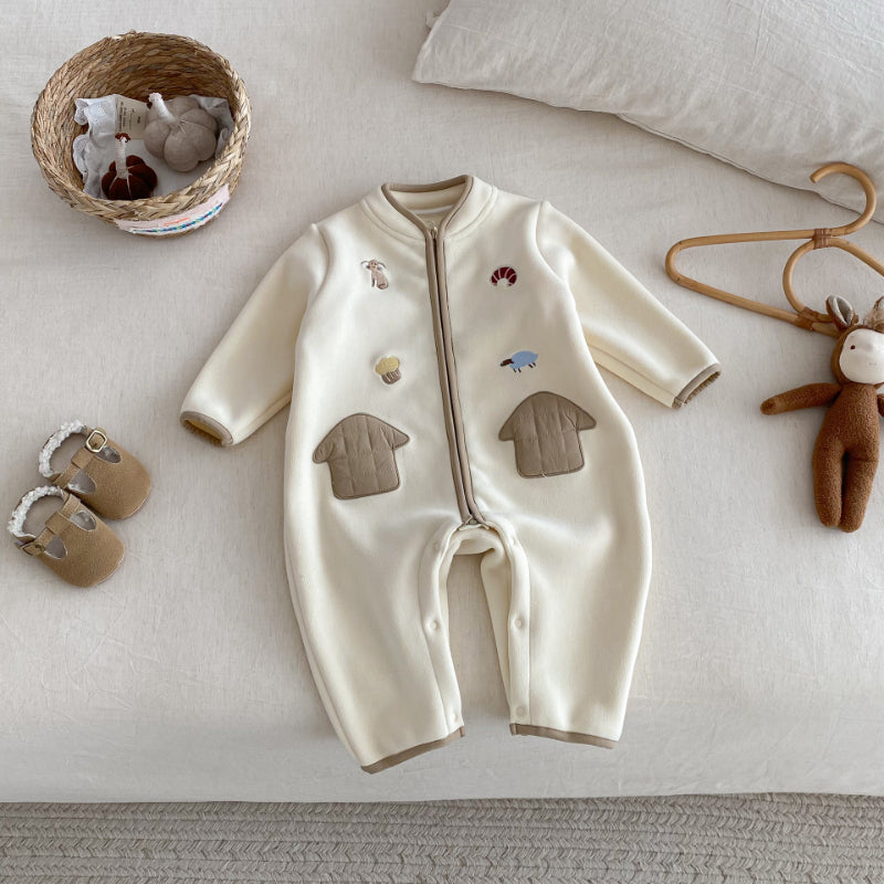 【BABY】冬新作おうち刺繍カバーオールSK102504