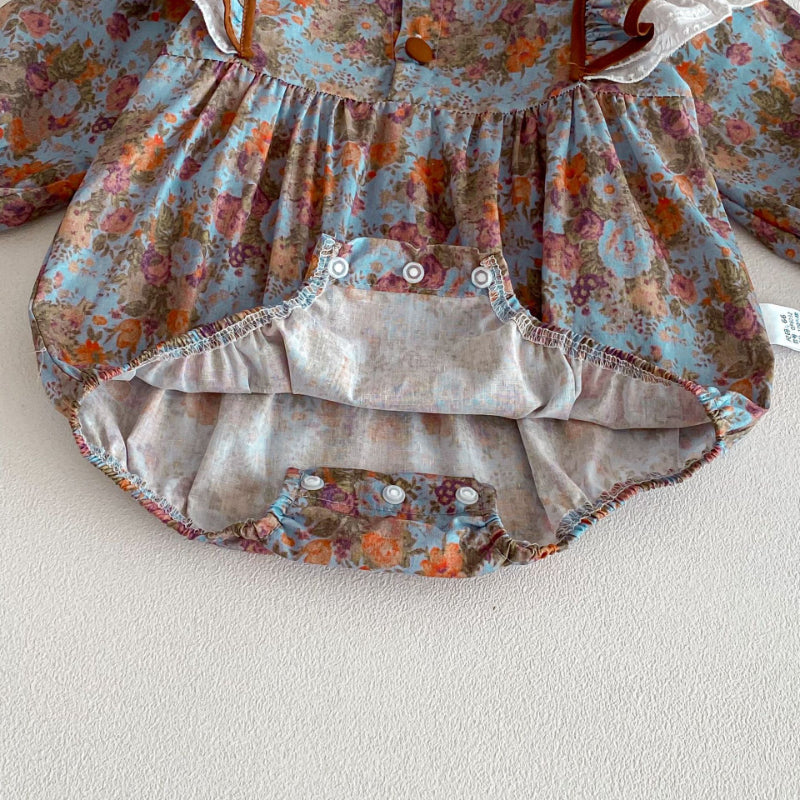 【BABY】レトロ小花柄ロンパースSK103614