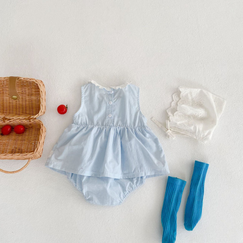 【BABY】夏新作 ハート刺繍ロンパースワンピースSK090702