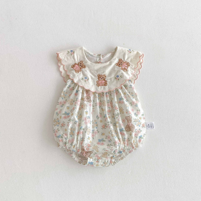 【BABY】夏新作 スリー熊さん花柄ロンパースSK071005