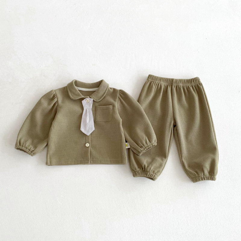 【BABY&KID】ネクタイ付き無地セットアップSK102421