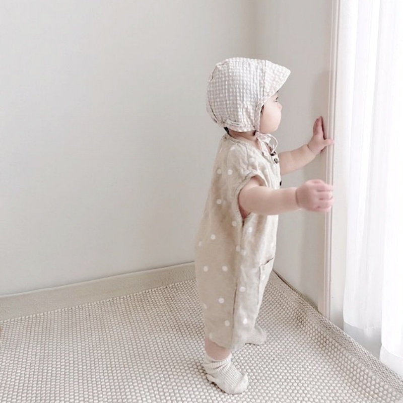 【BABY】夏新作 ドット柄、無地ロンパースSK072019