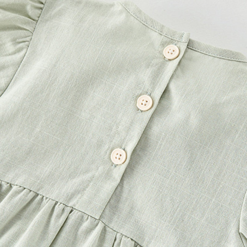 【BABY&KID】夏新作 フリル刺繍襟ロンパース、ワンピースSK092635