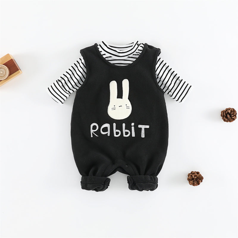 【BABY】冬新作 裏起毛サロペットパンツ&ボーダーインナーSK102414