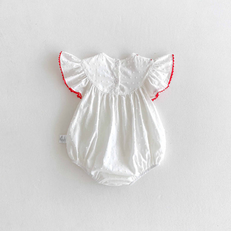 【BABY】夏新作 いちご刺繍ロンパースSK090304