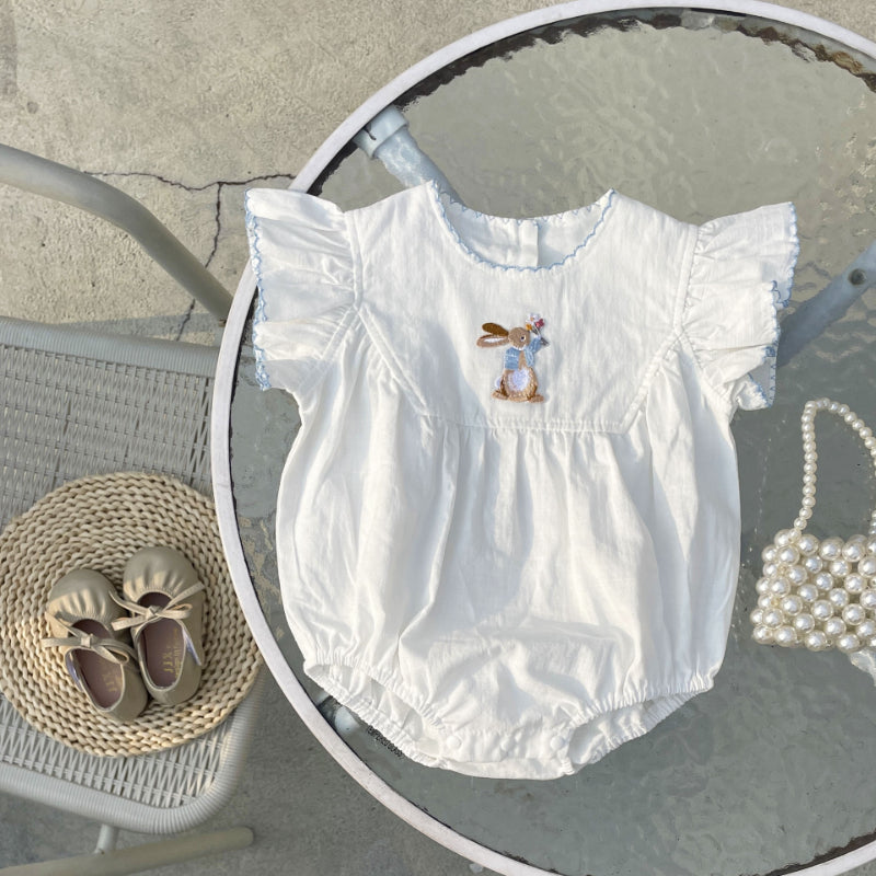 【BABY】夏新作 うさぎ刺繍ロンパースSK091705