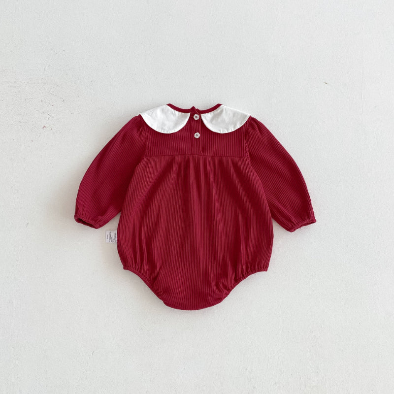【BABY】小兔刺繍花びら襟ロンパースSK092801