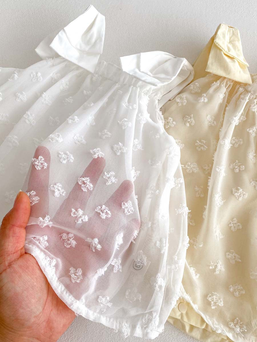 【BABY】夏新作 蝶結び刺繡可愛いロンパースSK081304