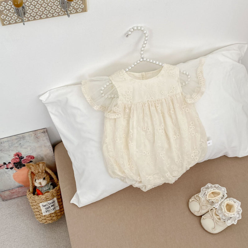 【BABY】夏新作 ジャガード刺繍ロンパースSK081603