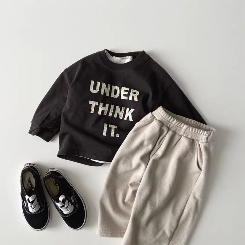 【BABY&KIDS】 INS風英字プリントラウンドネック長袖シャツSK060701
