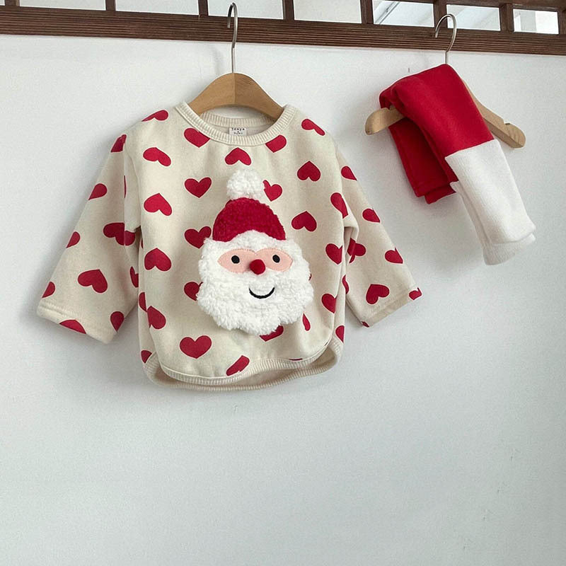 【BABY】サンタハート柄ボーダートレーナーSK102826