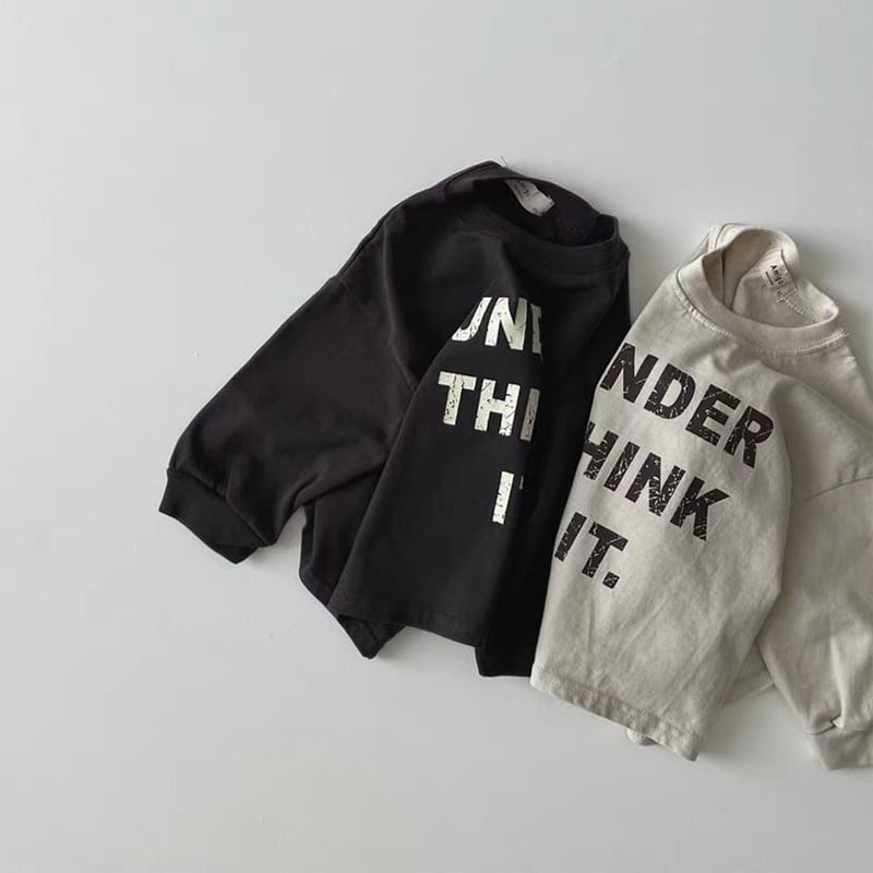 【BABY&KIDS】 INS風英字プリントラウンドネック長袖シャツSK060701