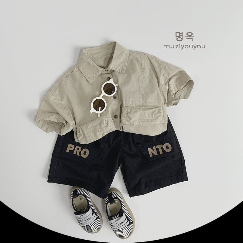 【BABY&KID】夏新作 ポケット付き半袖シャツSK080802