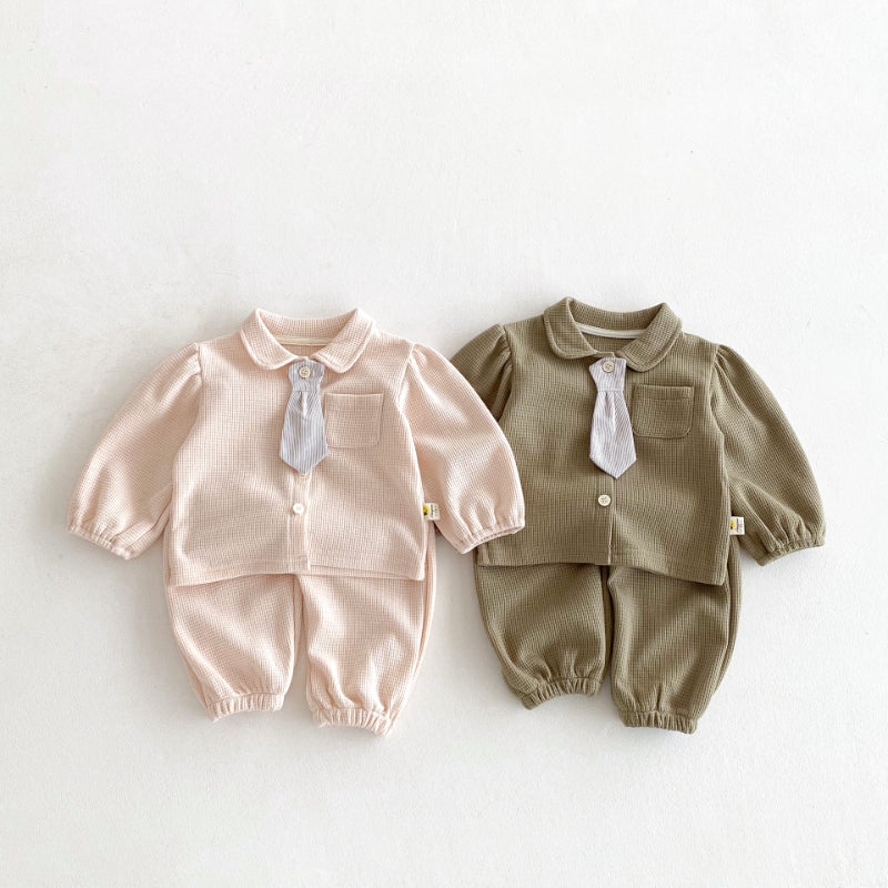 【BABY&KID】ネクタイ付き無地セットアップSK102421