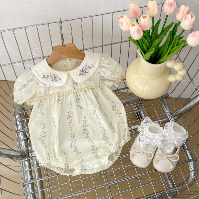 【BABY】夏新作 刺しゅう入り 丸えりロンパースSKO70708