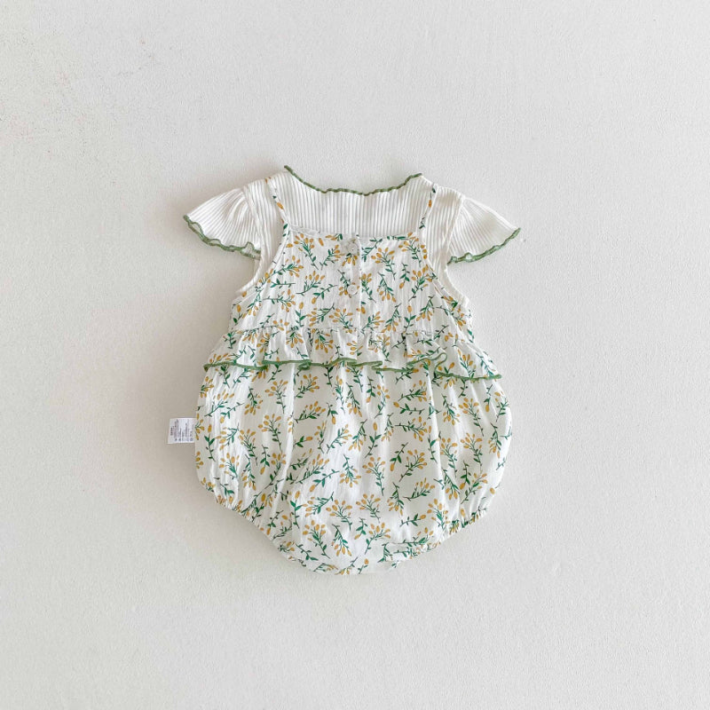 【BABY】夏新作 花柄キャミソールロンパース&TシャツSK081506