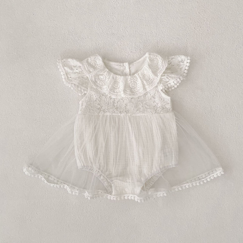【BABY】夏新作 フラワー刺繍ロンパースSK080101