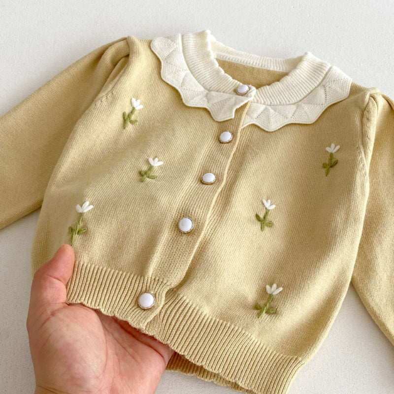 【BABY】フリル襟刺繍ニットカーディガンSK092425