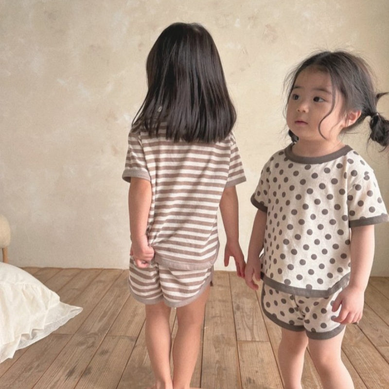 【BABY&KID】夏新作 ボーダー、ドットセットアップSK091215