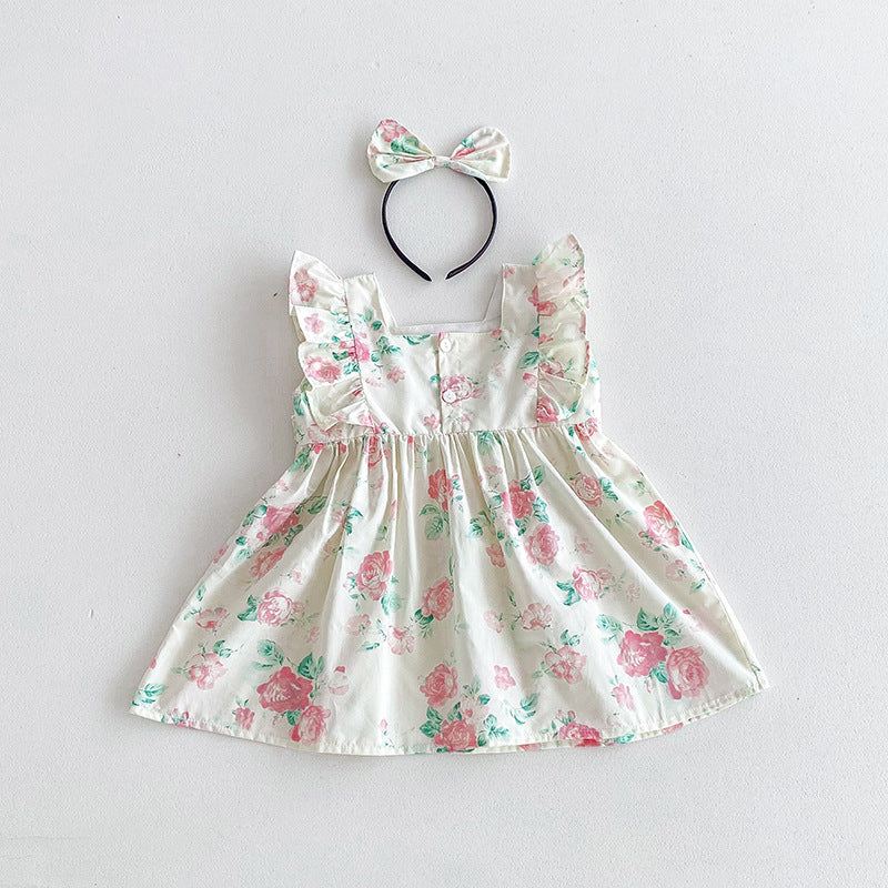 【姉妹服】夏新作 小花柄レースロンパース、ワンピースSK081631