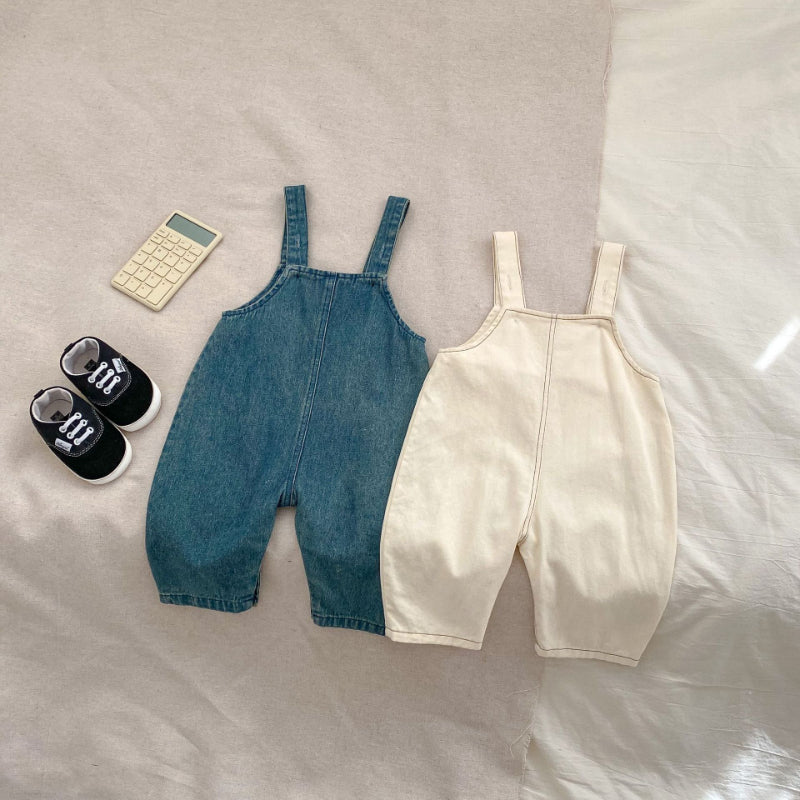 【BABY】無地デニムサロペット、ボーダーTシャツSK100632