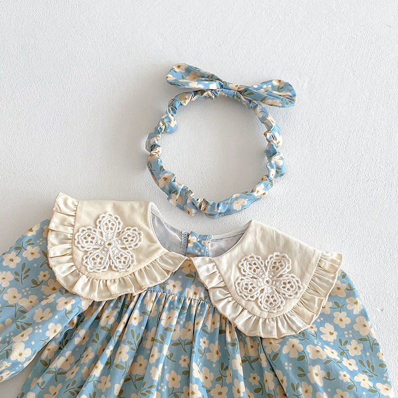 【姉妹服】花刺繍襟ロンパース、ワンピースSK101135