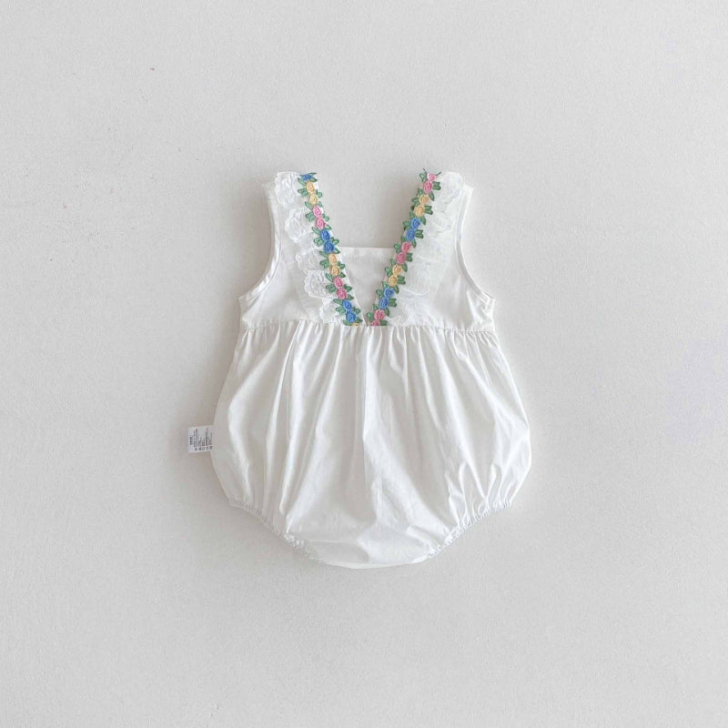 【BABY】夏新作 カラーフラワーVネックロンパースSK091505