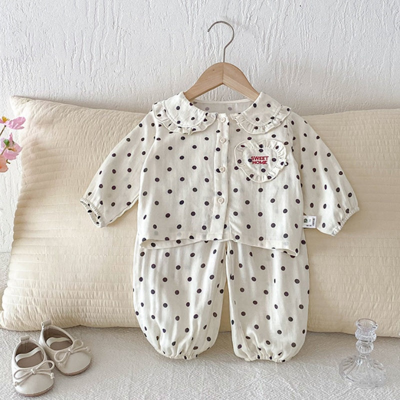 【BABY】ドット、チェックルームウェアセットアップSK100528