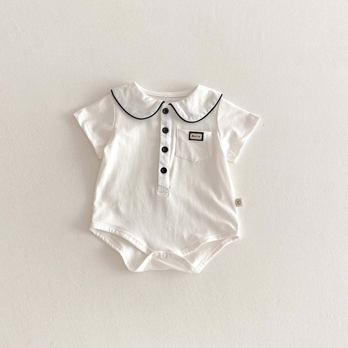 【BABY】夏新作 無地ポケット付きロンパースSK062714