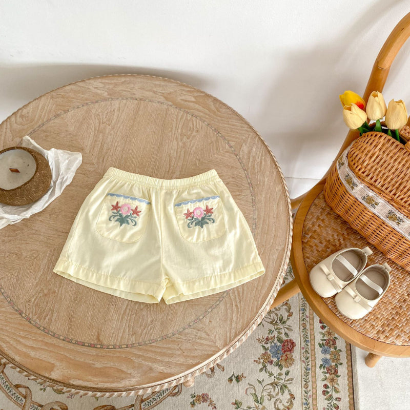 【BABY】夏新作 花柄刺繍襟付きセットアップSK010231