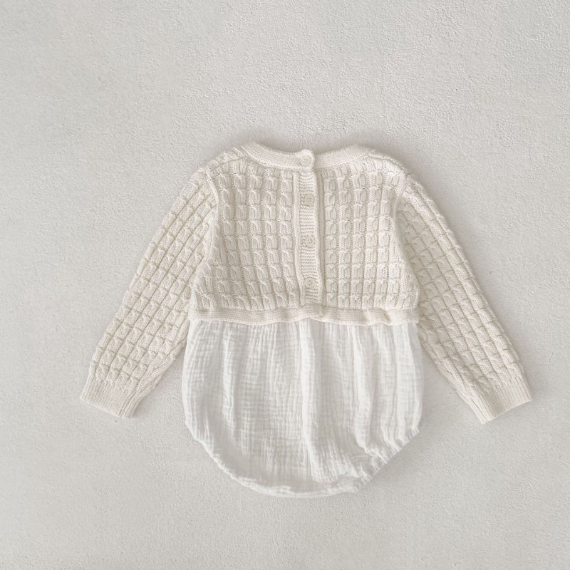 【BABY】ニット切替コットンロンパースSK093007