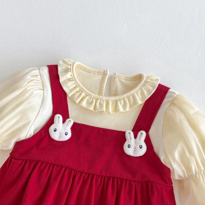 【BABY】小兔パフスリーブロンパースSK092808