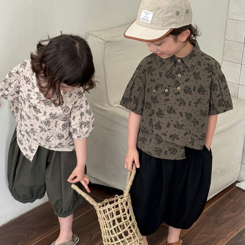 【BABY&KID】夏新作 フラワープリント半袖シャツSK080515
